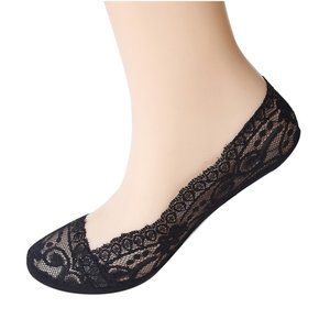 Women's Lace Invisible/No Show Socks, Black